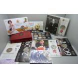 A Royal Mint 2005 UK proof set, Trafalgar commemorative including two £5 coins and other