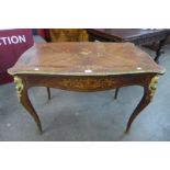A 19th Century French marquetry inlaid rosewood and ormolu mounted single drawer centre table, 75cms