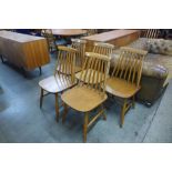 A set of five beech kitchen chairs
