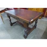 A 17th Century style carved oak extending refectory table, 77cms h, 133cms l (209cms l extended),