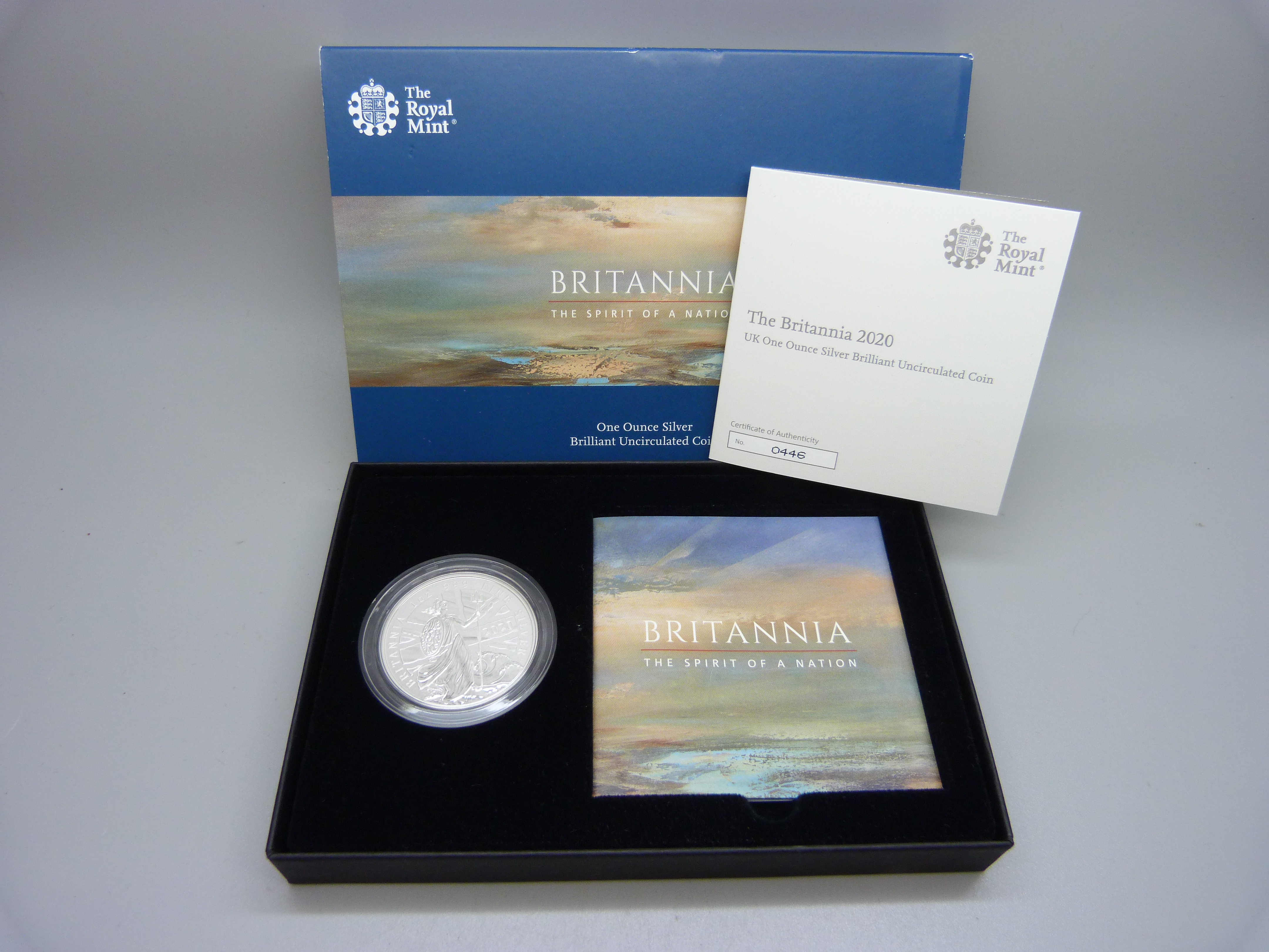 A 2020 Britannia £2 silver coin, boxed