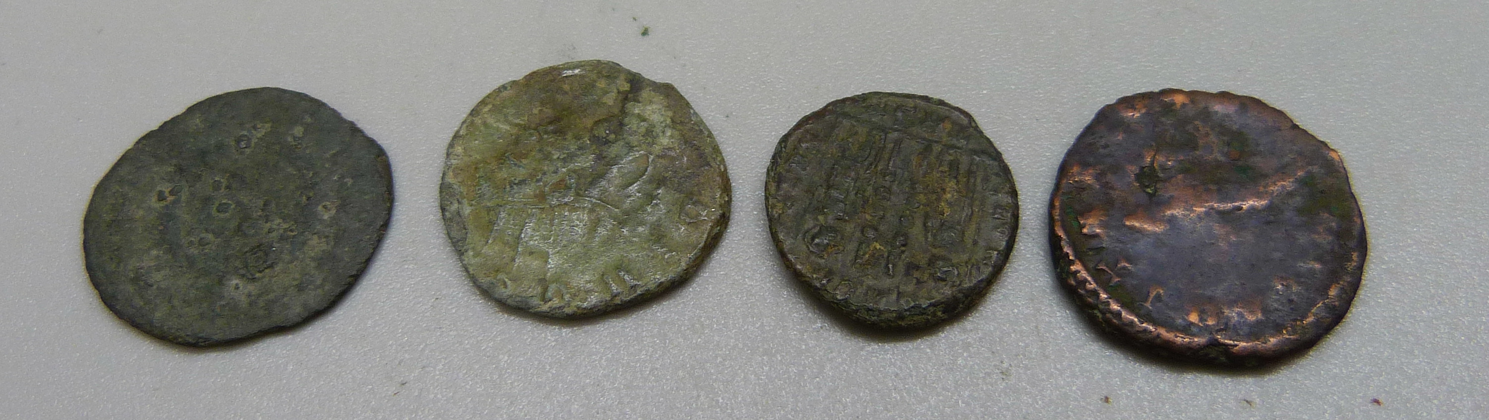 Four bronze Roman coins - Image 2 of 2