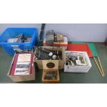 Model rail accessories, track, three controllers, point motors, railway buildings, engine shed,