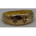 A late Victorian 18ct gold and diamond ring, Birmingham 1896, 1.5g, K