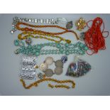 Costume jewellery and an Egyptian silver coin bracelet, 70g