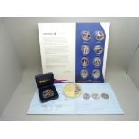 A Concorde themed collection of coins including limited edition Concorde 50 Silver Edition 50p coins