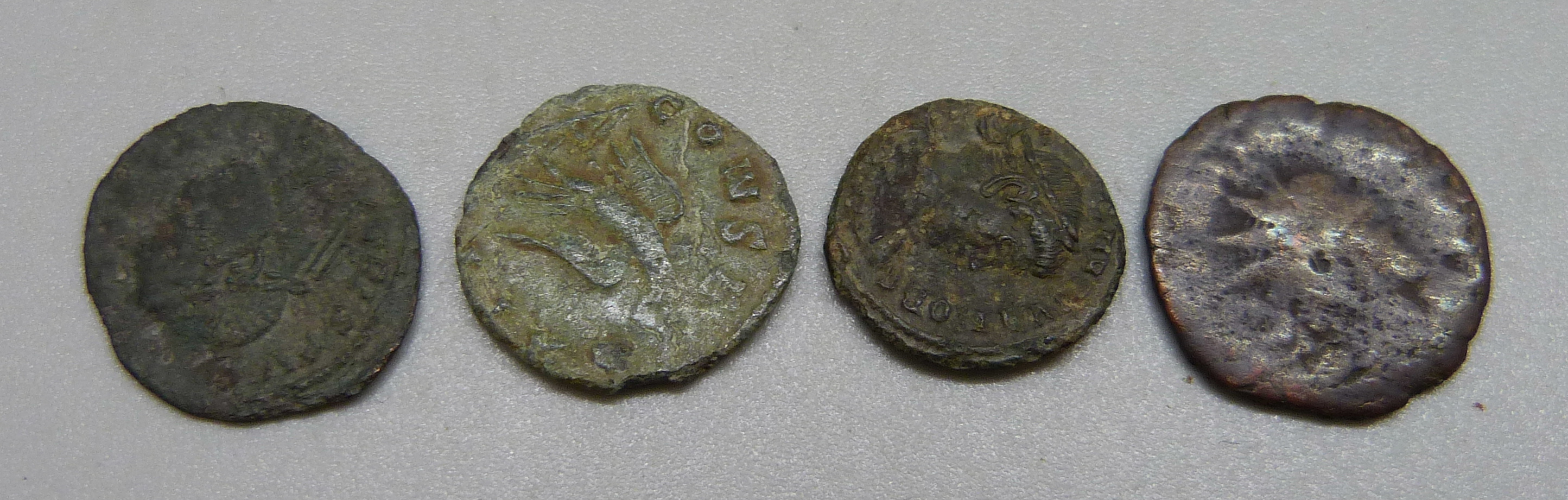 Four bronze Roman coins