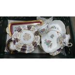 A box of mixed china; Aynsley, Cauldon and Wedgwood**PLEASE NOTE THIS LOT IS NOT ELIGIBLE FOR