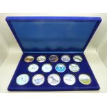 A cased set of Royal Air Force mint coins with pictures of aircraft