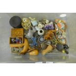 A box of mineral samples, polished gem stones, carved animal figures, etc. **PLEASE NOTE THIS LOT IS