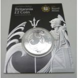 The Royal Mint 2008 Britannia £2 silver coin, .958 silver