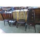 A set of four Ercol Golden Dawn elm and beech Quaker chairs