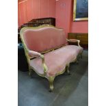 A 19th Century French giltwood and pink fabric upholstered settee