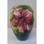 A Moorcroft hibiscus vase, 7", (17.5cm)