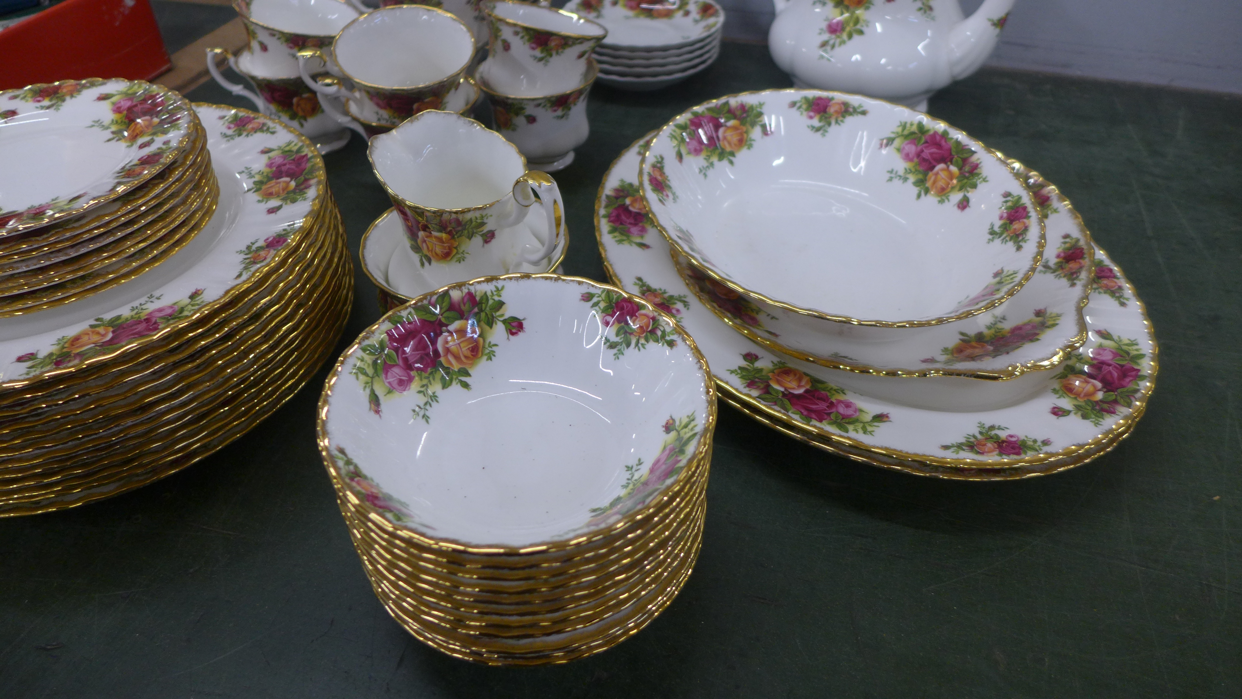 A large collection of Royal Albert Old Country Roses including a teapot, a cream jug (small chip - Image 3 of 4