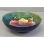 A Moorcroft hibiscus blue and green bowl, 14cm
