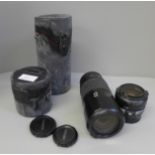 Two Minolta camera lenses, 70-210mm AF lens and 35-70mm, cased