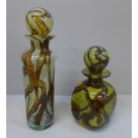 Two M'dina glass decanters, signed on each base