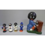 A set of Carlton ware:- limited edition The Piano Player with four small figures
