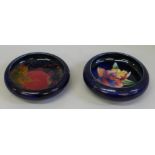 Two Moorcroft small dishes, pomegranate and iris