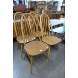 A set of Ercol Blonde elm and beech Quaker chairs