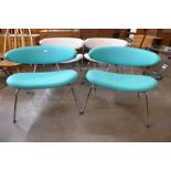 A pair of Swedish Mitab chrome and turquoise leather director's chairs, designed by Jurij Rahimkulov