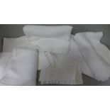 A bag of Damask table linen, napkins and table cloths