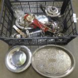 A box of mixed silver plate **PLEASE NOTE THIS LOT IS NOT ELIGIBLE FOR POSTING AND PACKING**