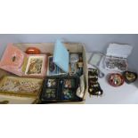 A box of vintage jewellery and fashion jewellery