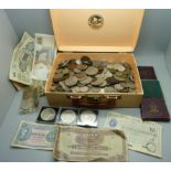 Assorted coins and notes