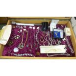 A collection of vintage costume jewellery including Art Deco- necklaces, brooches, buckles,