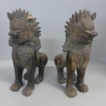 A pair of stone dogs of fo, one a/f