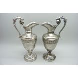 Two small silver plated ewers