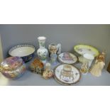 A collection of ceramics including a Masons bowl, a Royal Doulton Great Britains Britannia jug,