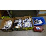 Assorted china including blue and white, Denby Posies trinket dishes, wall plaques, etc. **PLEASE