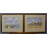 John A Poole, Southwold Beach and one other watercolour, framed