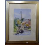 Shirley Faure, Quiet Backwater, Blokzijl Friesland, watercolour, framed, with a book by the artist
