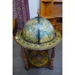 A terrestrial globe cocktail cabinet/trolley