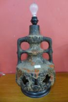A West German Stein Keramik 119-90 fat lava glazed lamp, with original shade