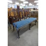 A Chippendale style carved mahogany and satinwood inlaid chair back settee