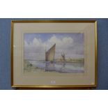 English School, The Albion on the River, watercolour, indistinctly signed, framed