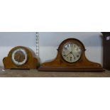 An Edward VII inlaid mahogany mantel clock and an Art Deco walnut mantel clock