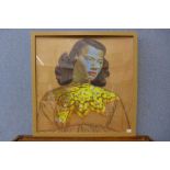 A Vladimir Tretchikoff print, The Green Lady, framed