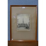 Ten signed W.F. Sedgwick etchings, views of London, all framed