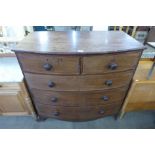 A George III mahogany bow front chest of drawers