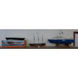 Two vintage model boats and toy boat