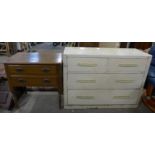 A Victorian painted pine chest of drawers and an oak chest of drawers