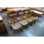 A set of eight beech kitchen chairs