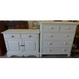 A Victorian style painted pine chest of drawers and matching dresser