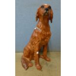 An Italian life size hand painted porcelain figure of an Irish setter